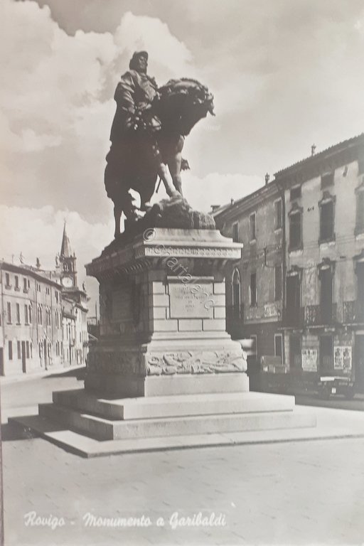 Cartolina - Rovigo - Monumento a Garibaldi - 1954