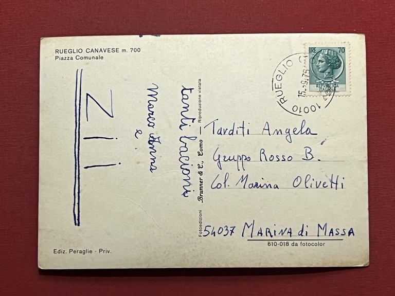 Cartolina - Rueglio Canavese - Piazza Comunale - 1975 | Immagine Gallery 2