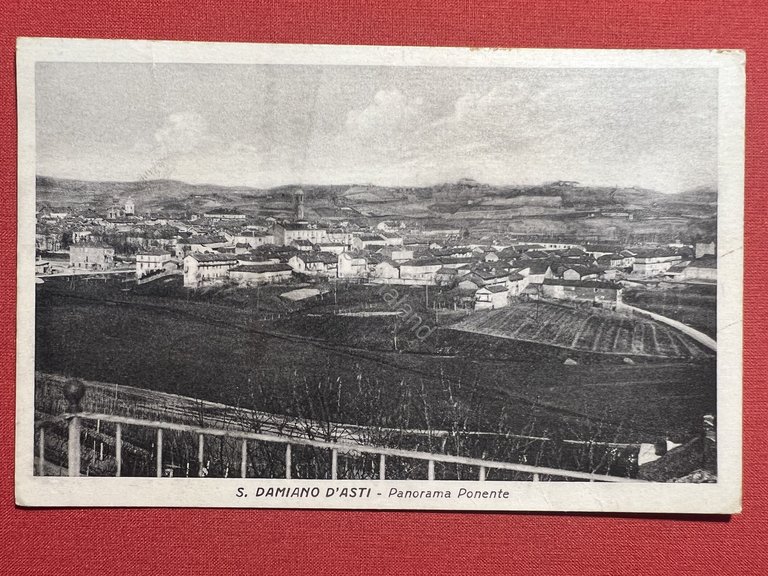 Cartolina - S. Damiano d'Asti - Panorama Ponente - 1955