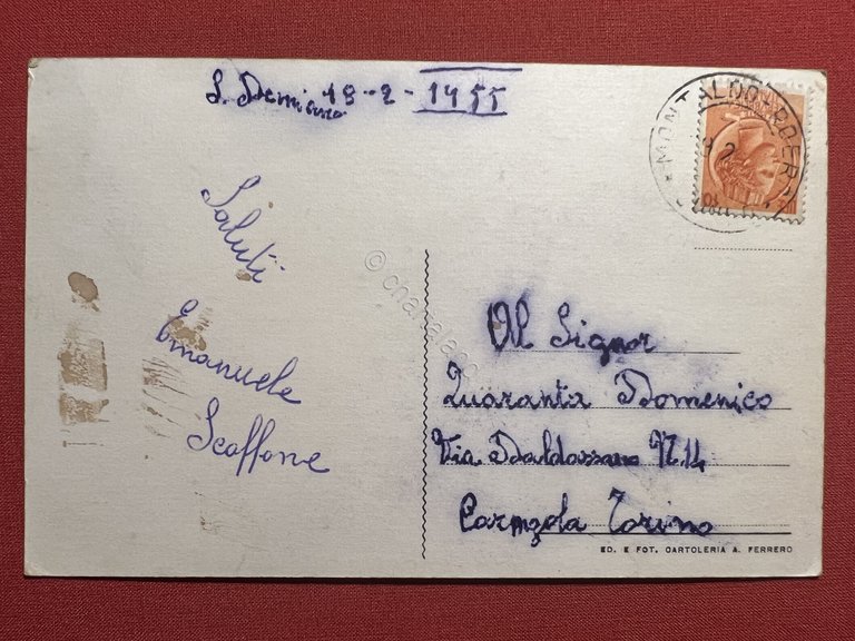 Cartolina - S. Damiano d'Asti - Panorama Ponente - 1955