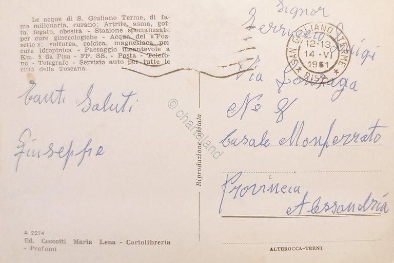 Cartolina - S. Giuliano Terme ( Pisa ) - Stabilimento …