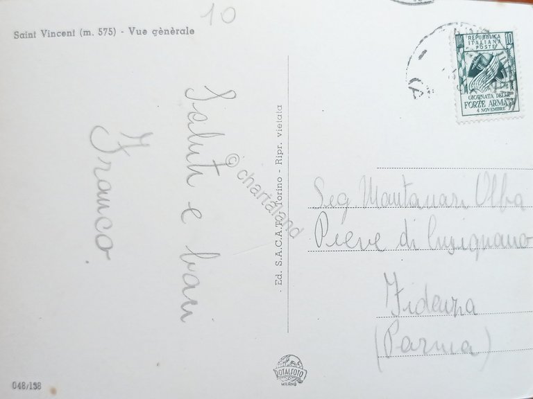 Cartolina - Saint Vincent - Panorama - 1956