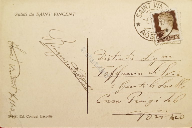 Cartolina - Saint Vincent ( Valle d'Aosta ) - Hotel …