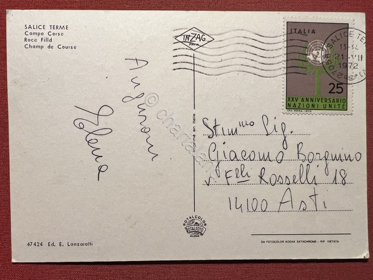 Cartolina - Salice Terme ( Pavia ) - Campo Corse …