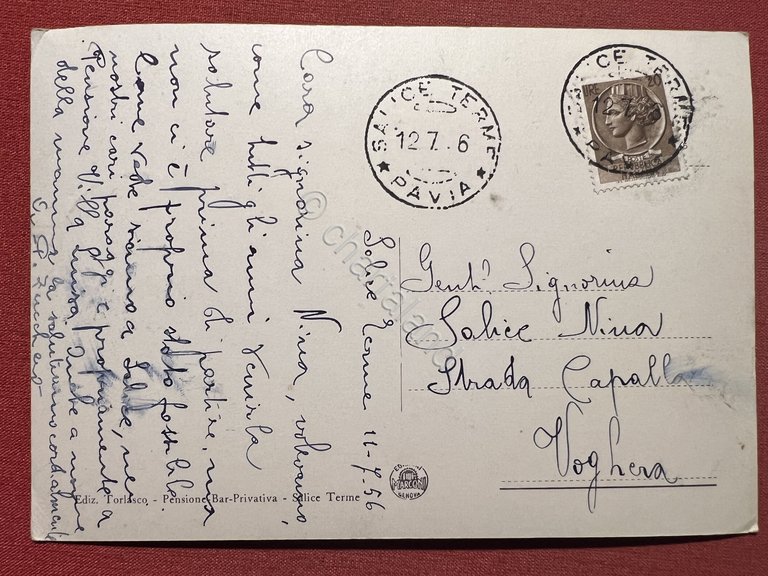 Cartolina - Salice Terme ( Pavia ) - Piazza Terme …