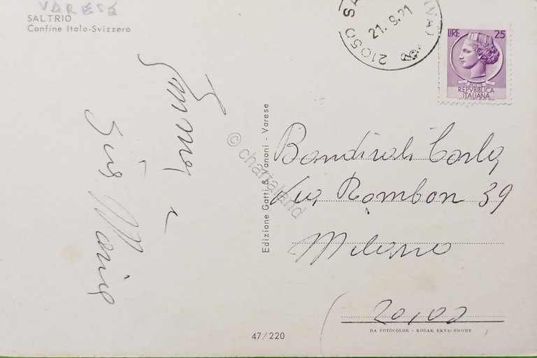 Cartolina - Saltrio - Confine Italo-Svizzero - 1971