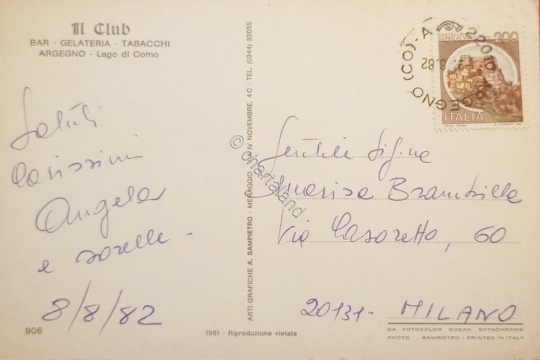 Cartolina - Saluti da Argegno - Lago di Como - …