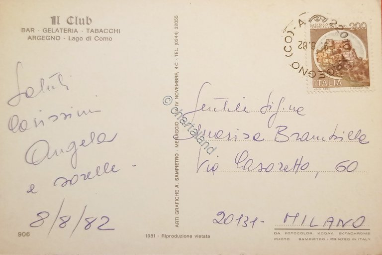 Cartolina - Saluti da Argegno - Lago di Como - …