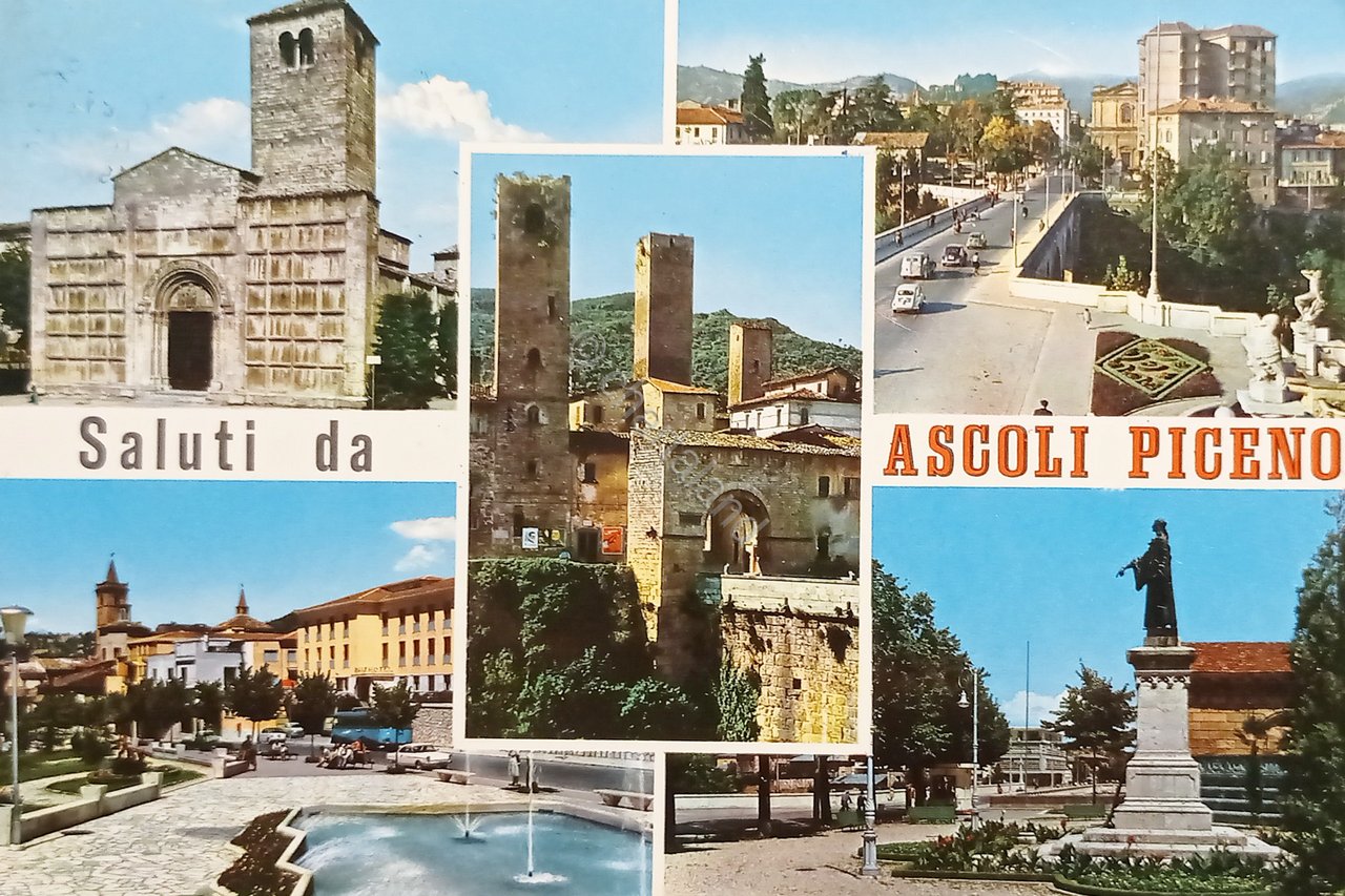 Cartolina - Saluti da Ascoli Piceno - Vedute diverse - …