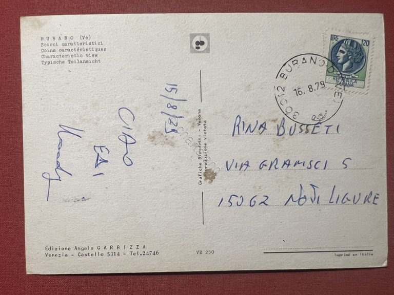 Cartolina - Saluti da Burano ( Venezia ) - Scorcio …