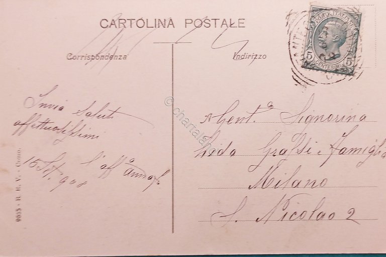 Cartolina - Saluti da Carate Lario - 1908