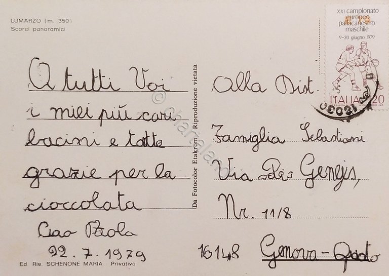 Cartolina - Saluti da Lumarzo - Vedute diverse - 1979