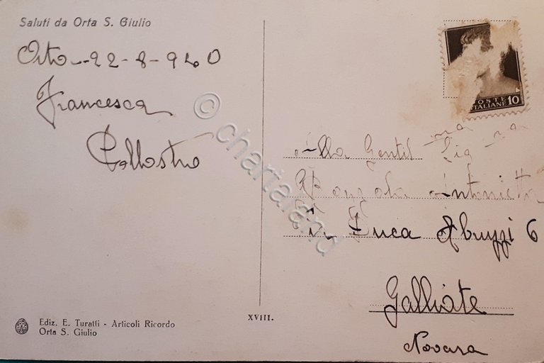 Cartolina - Saluti da Orta S. Giulio - 1940