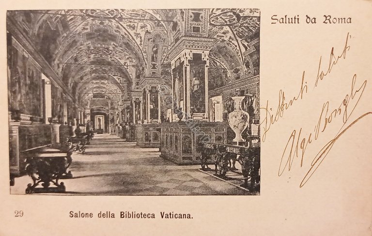 Cartolina - Saluti da Roma - Salone della Biblioteca Vaticana …