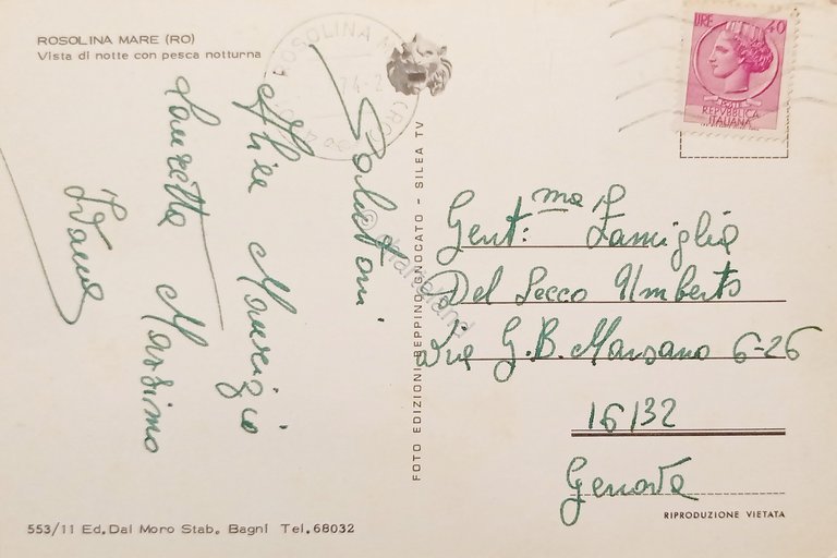 Cartolina - Saluti da Rosolina Mare - Rovigo - 1974