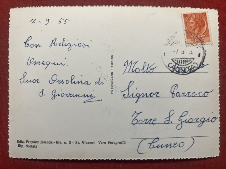 Cartolina - Saluti da Saint Vincent ( Valle d'Aosta ) …