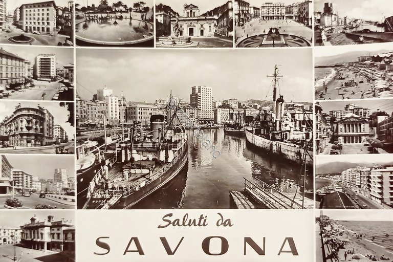Cartolina - Saluti da Savona - Vedute diverse - 1959