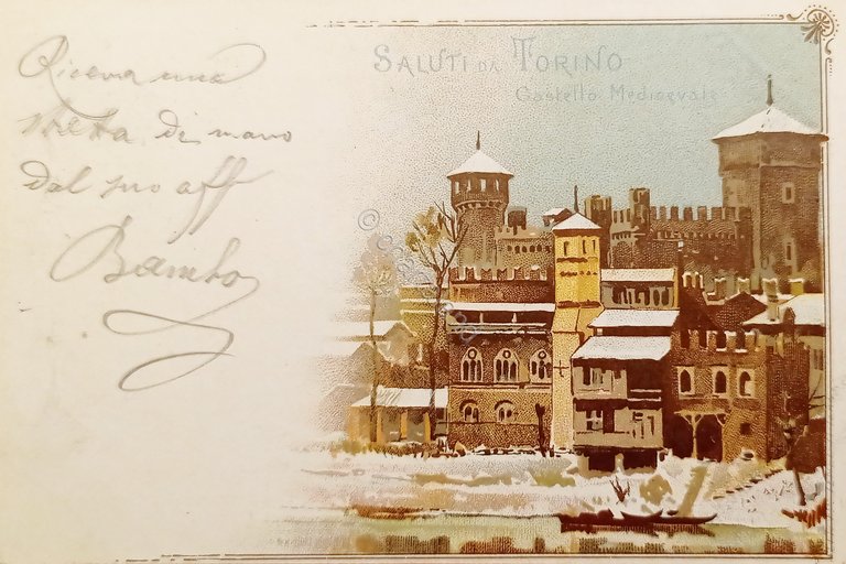 Cartolina - Saluti da Torino - Casale Medievale - 1900