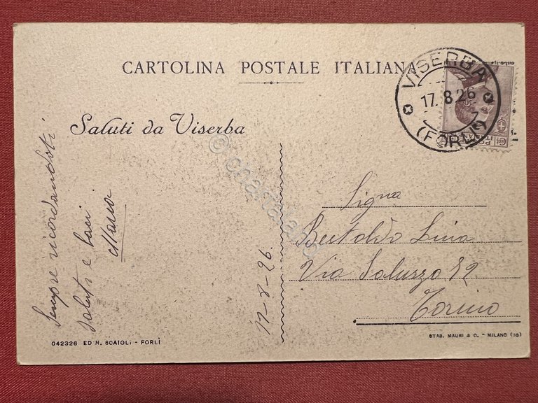 Cartolina - Saluti da Viserba ( Rimini ) - 1926