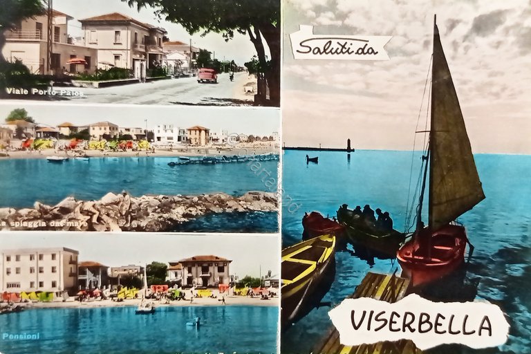 Cartolina - Saluti da Viserbella - Vedute diverse - 1960