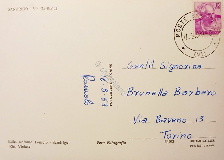 Cartolina - Sandrigo ( Vicenza ) - Via Garibaldi - …