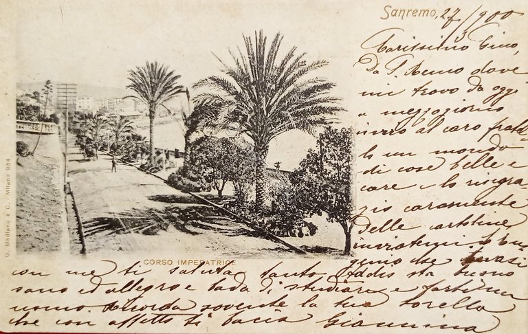 Cartolina - Sanremo - Corso Imperatrice - 1900