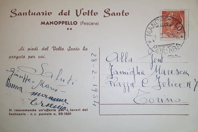 Cartolina - Santuario del Volto Santo - Manoppello ( Pescara …