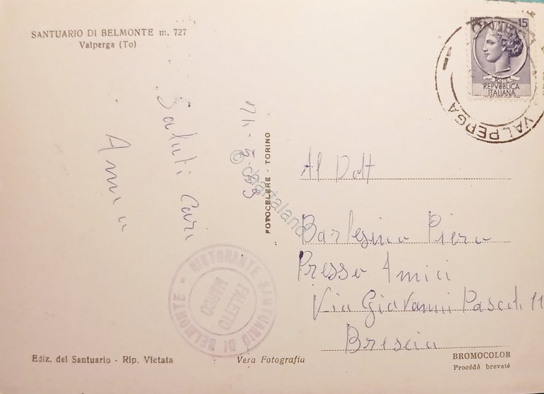 Cartolina - Santuario di Belmonte e Ristorante Faletto - Valperga …