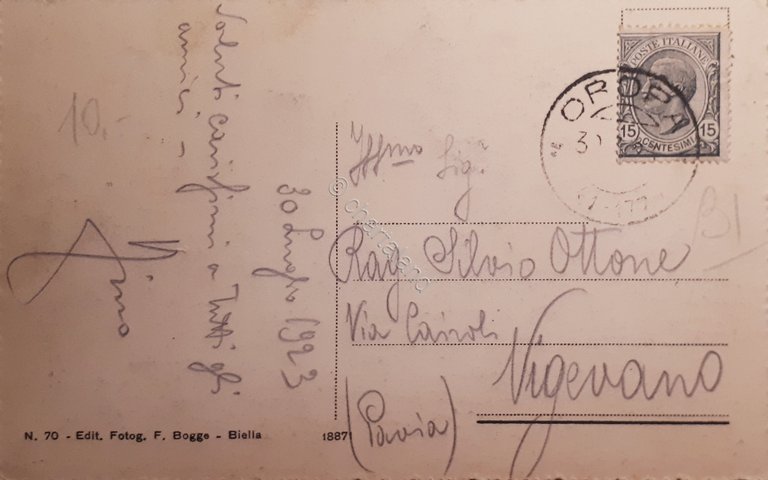 Cartolina - Santuario di Oropa - Rifugio Rosazza - 1923