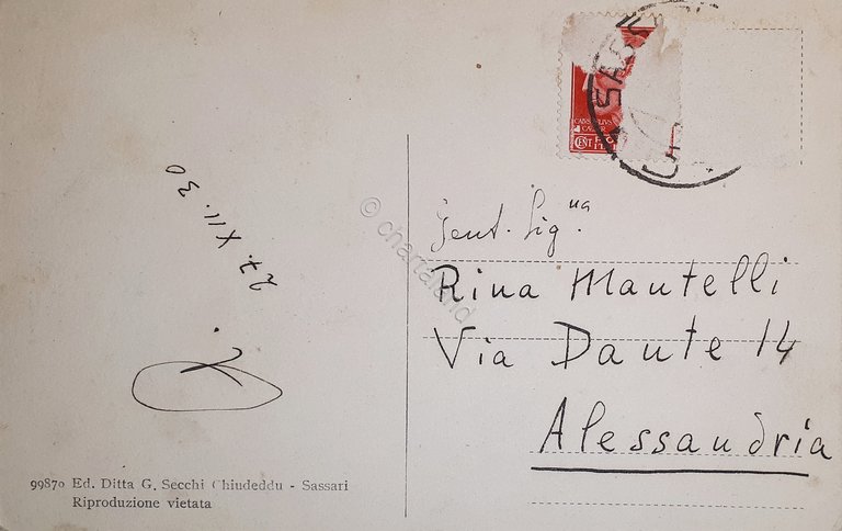 Cartolina - Sassari - Via Roma - 1930