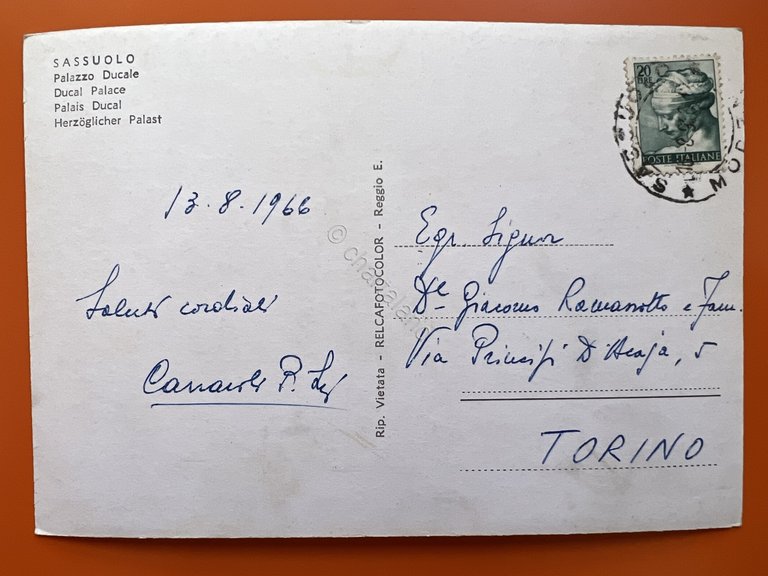 Cartolina - Sassuolo ( Modena ) - Palazzo Ducale - …