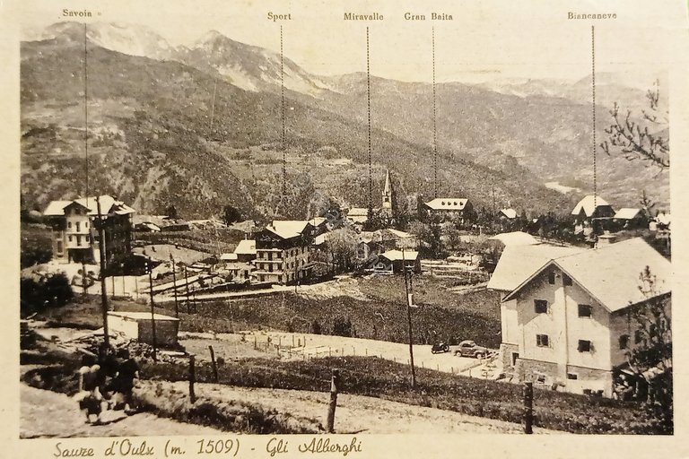 Cartolina - Sauze d'Oulx - Gli Alberghi - 1950 ca.