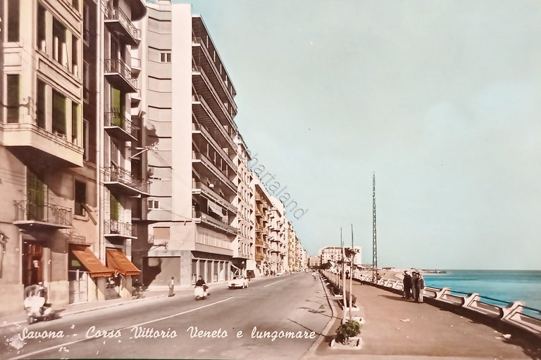 Cartolina - Savona - Corso Vittorio Veneto e Lungomare - …
