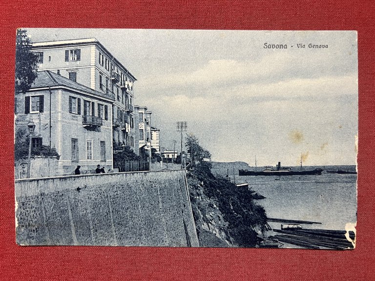 Cartolina - Savona - Via Genova - 1921