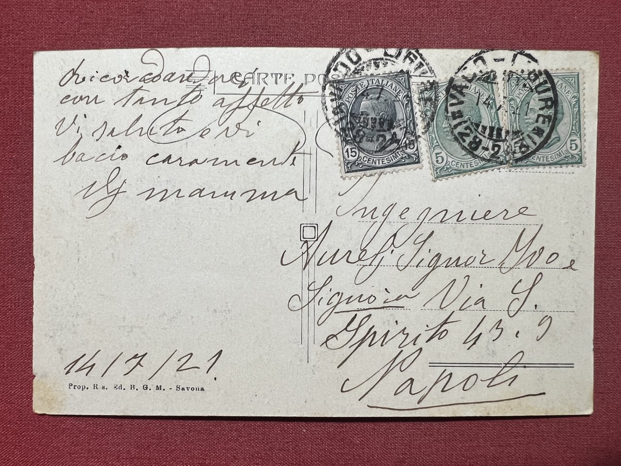 Cartolina - Savona - Via Genova - 1921