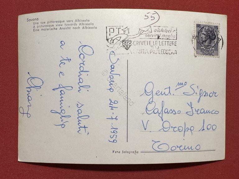 Cartolina - Savona - Visione pittoresca verso Albissola - 1959