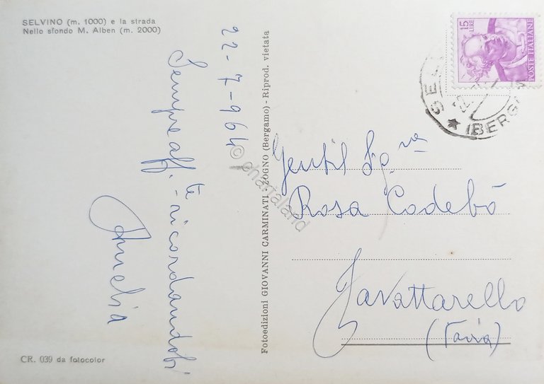 Cartolina - Selvino e la Strada - Nello sfondo M. …