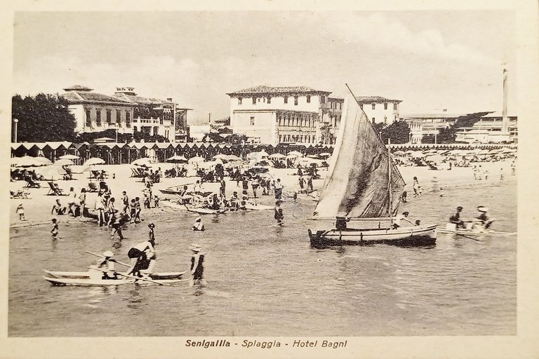 Cartolina - Senigallia ( Ancona ) - Spiaggia - Hotel …