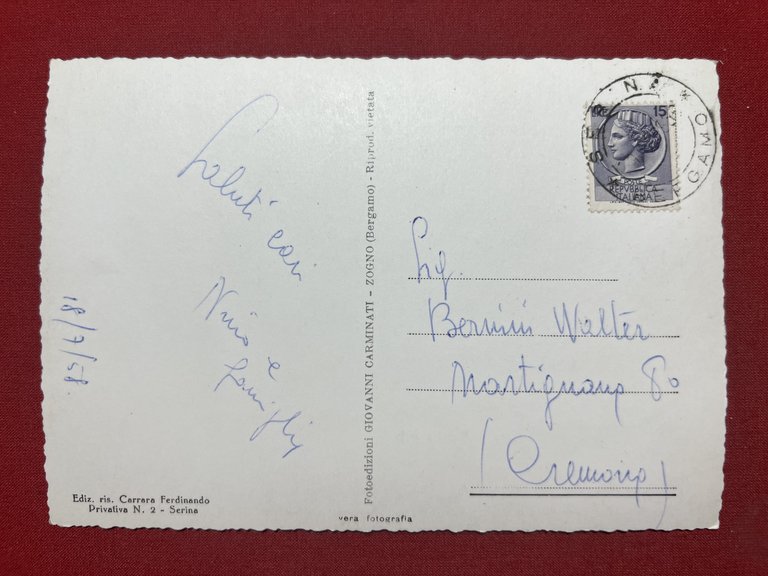 Cartolina - Serina ( Bergamo ) - Soggiorno estiva - …