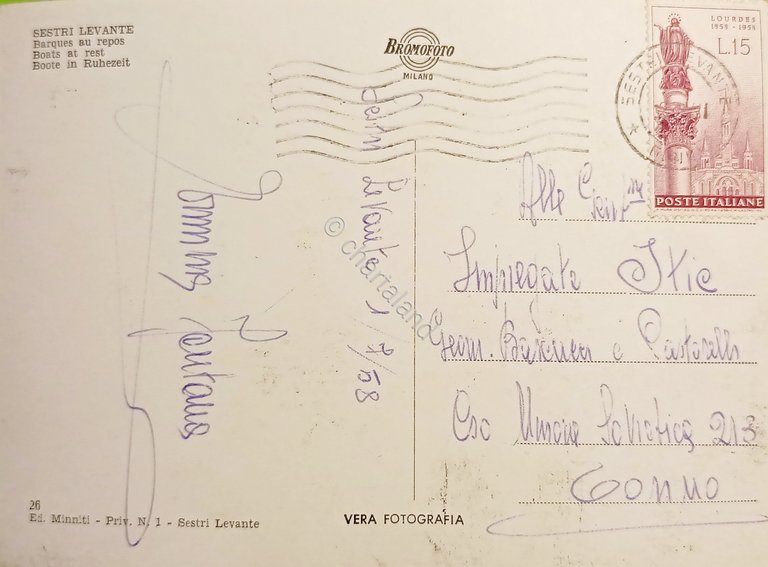 Cartolina - Sestri Levante - Barche a riposo - 1958