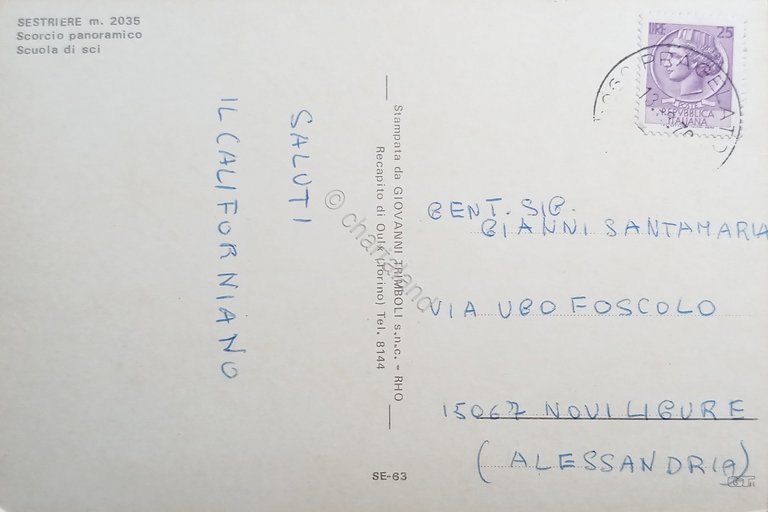 Cartolina - Sestriere - Scorcio Panoramico - Scuola di Sci …