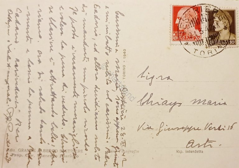 Cartolina - Sestriere - Tramonto - 1942