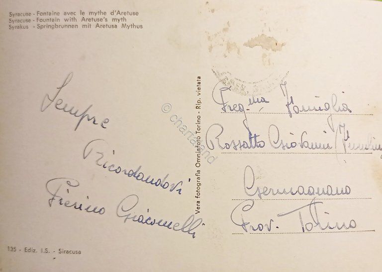 Cartolina - Siracusa - Fontana col mito di Aretusa - …