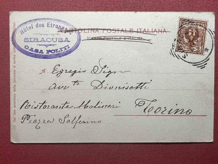 Cartolina - Siracusa - Ginnasio Greco - Romano - 1904