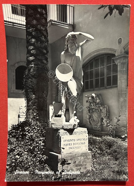 Cartolina - Siracusa - Monumento ad Archimede - 1960
