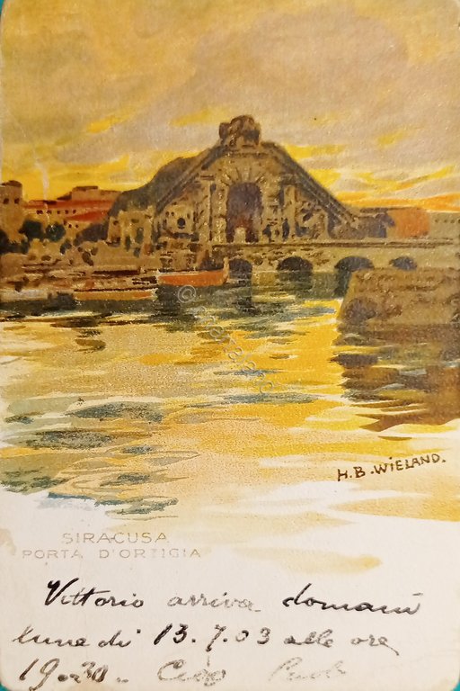 Cartolina - Siracusa - Porta d'Ortigia - Illustratore H. B. …