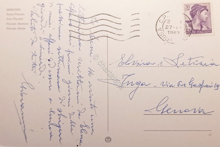 Cartolina - Siracusa - Porto Piccolo - 1967