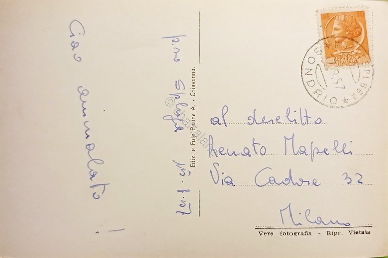 Cartolina - Sondrio - Lago - Monte Spluga - 1957