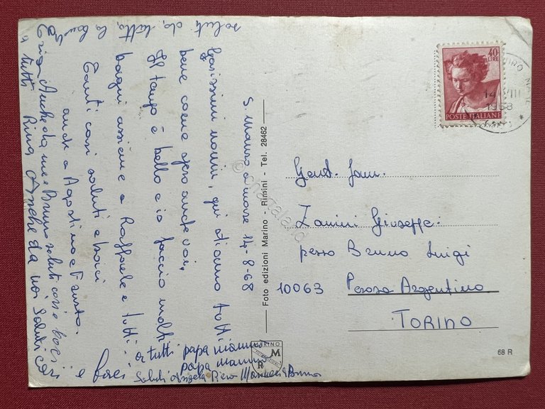 Cartolina - Souvenir di Villa Marina ( Rimini ) - …