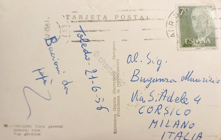 Cartolina - Spagna - Toledo - Vista General - 1956